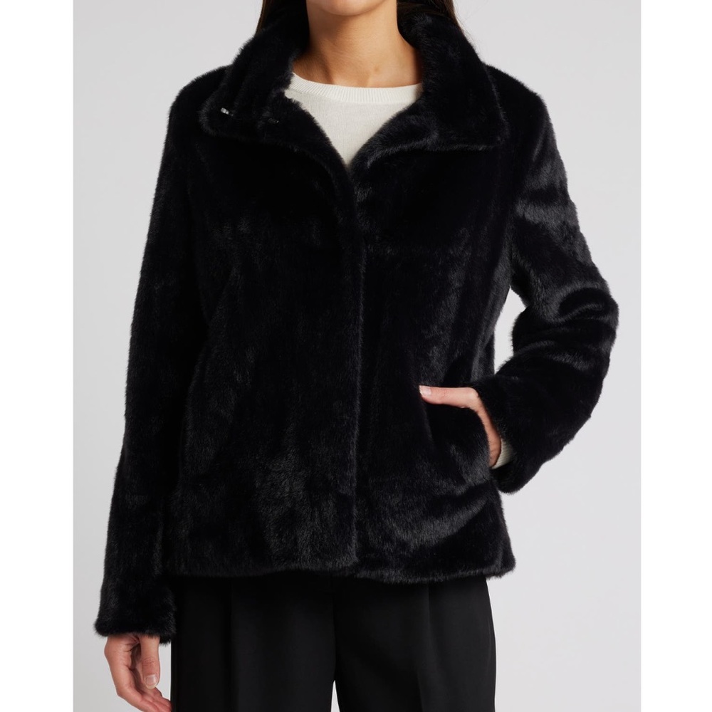 Via Spiga black faux fur jacket